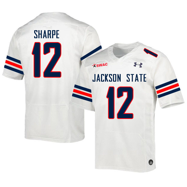 Men-Youth #12 Nireek Sharpe Jackson State Tigers 2023 College Football Jerseys Stitched Sale-White